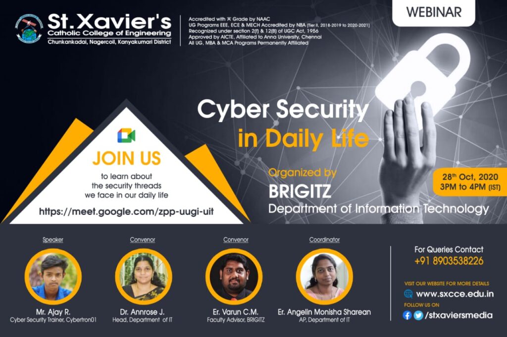 Webinar - Cyber Security in Daily Life - 28 October 2020